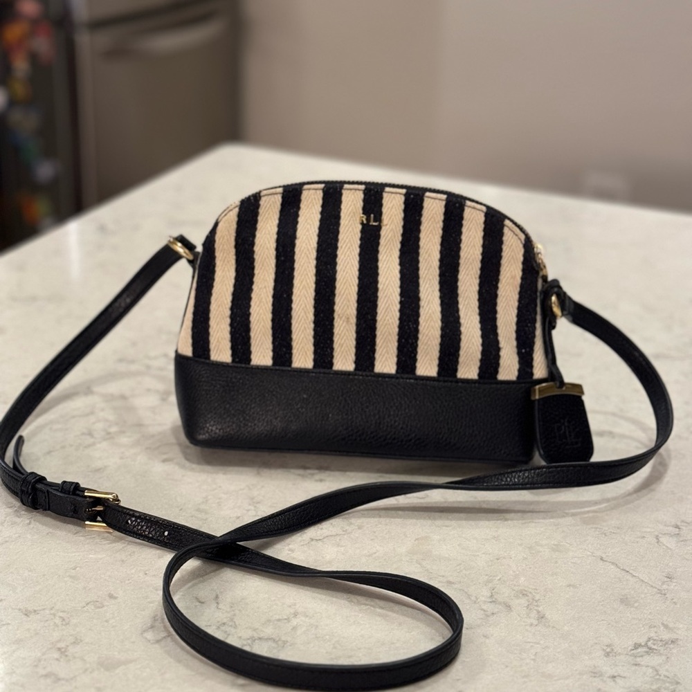 Ralph Lauren cream and navy shoulder bag with adjustable leather strap - Picture 16 of 16